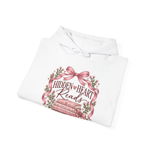 Hidden Heart Reads book stack floral design Hoodie | reading quote sweatshirt