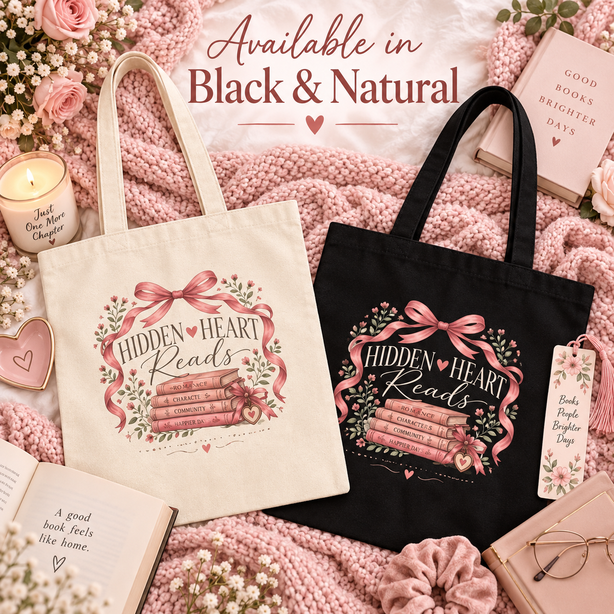 Hidden Heart Reads Bookish Tote Bag