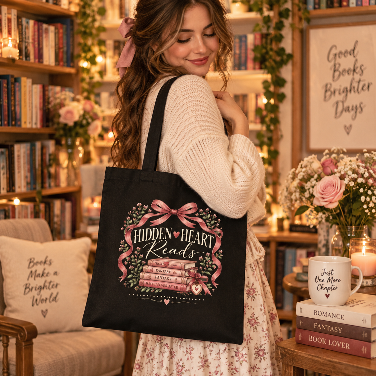Hidden Heart Reads Bookish Tote Bag