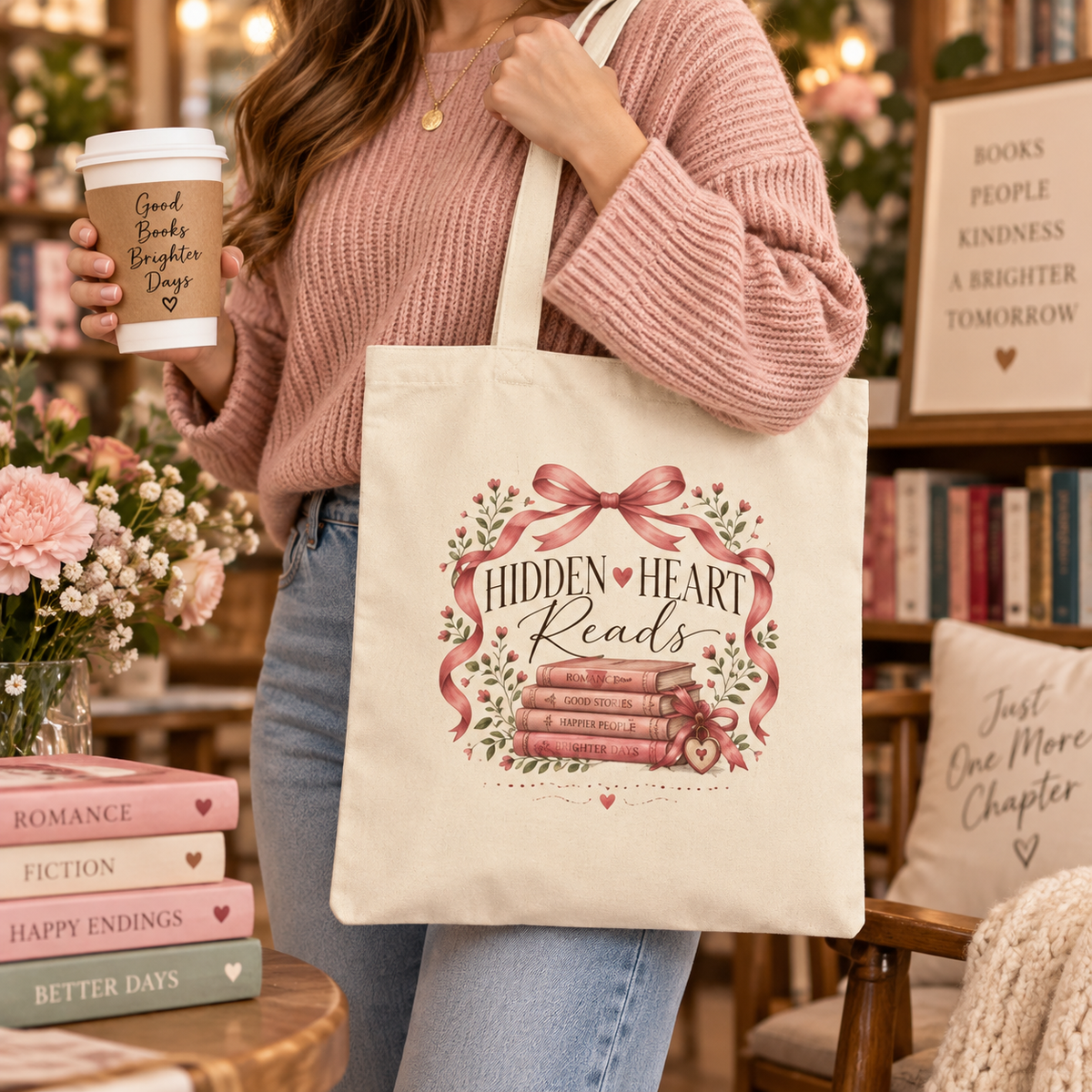 Hidden Heart Reads Bookish Tote Bag